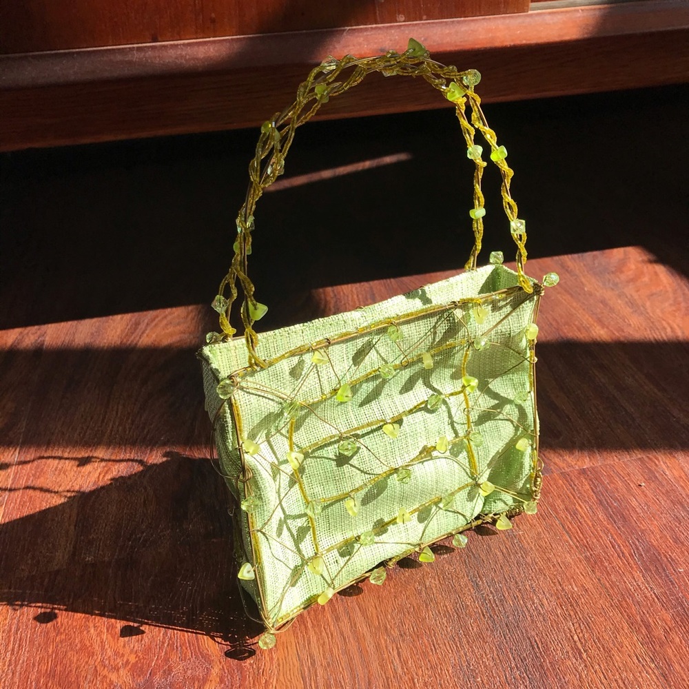 Green beaded purse